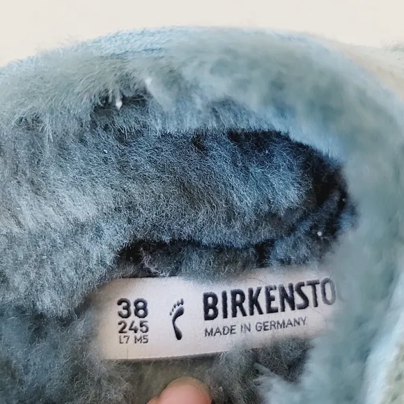 🆕️ Birkenstock Arizona Shearling Suede Leather Sandals in Beryl - Like New