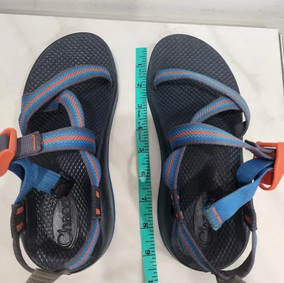 [ CHACO]  Z1 ecotread waterproof boys size 4 sandal, blue and orange