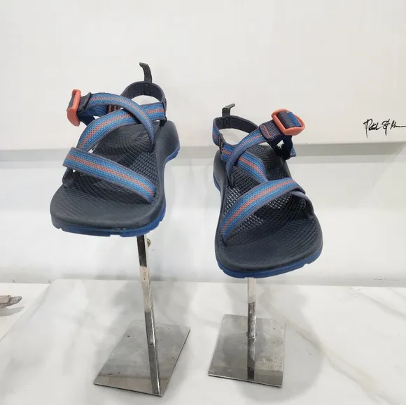 [ CHACO]  Z1 ecotread waterproof boys size 4 sandal, blue and orange