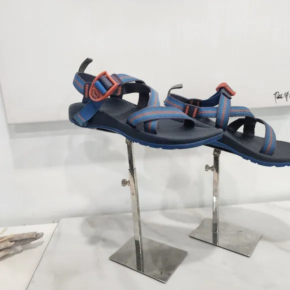 [ CHACO]  Z1 ecotread waterproof boys size 4 sandal, blue and orange