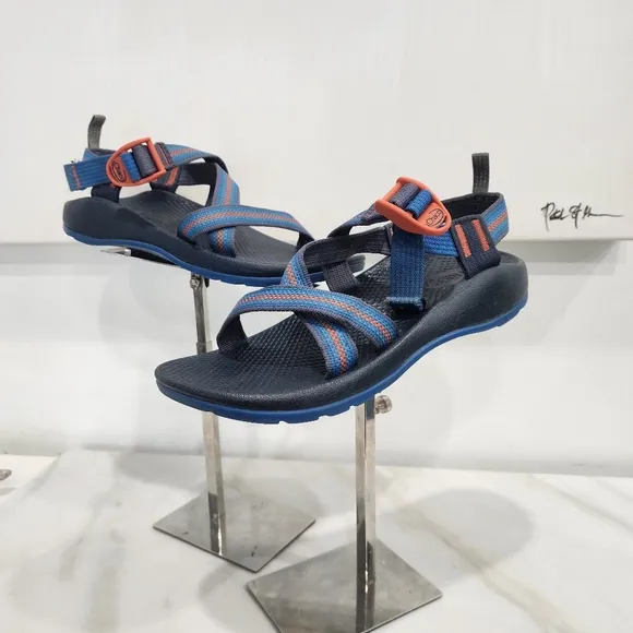 [ CHACO]  Z1 ecotread waterproof boys size 4 sandal, blue and orange
