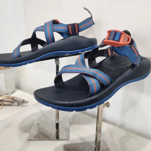 [ CHACO]  Z1 ecotread waterproof boys size 4 sandal, blue and orange