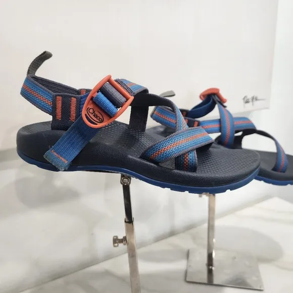 [ CHACO]  Z1 ecotread waterproof boys size 4 sandal, blue and orange