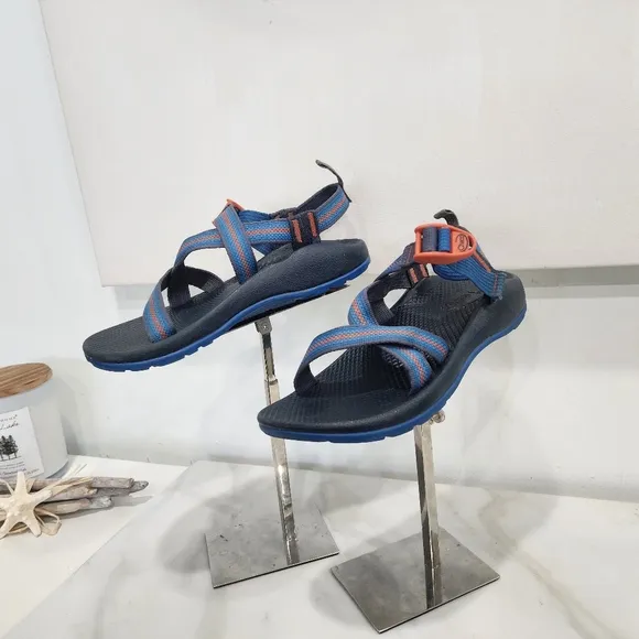 [ CHACO]  Z1 ecotread waterproof boys size 4 sandal, blue and orange