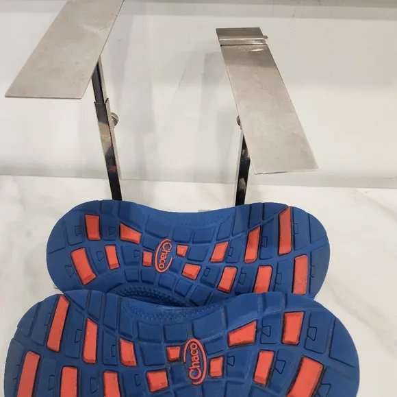 [ CHACO]  Z1 ecotread waterproof boys size 4 sandal, blue and orange