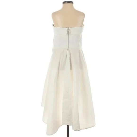 💥 EDGY CHIC💥STUNNING CRISP WHITE MOCK SLEEVE TIE HIGH-LOW A-LINE DRESS SHIRT