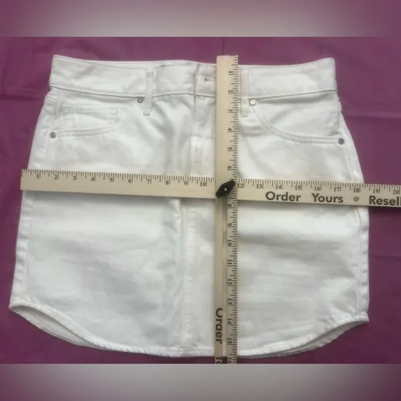 💕 express High Waisted White Denim mini Skirt round hem Y2K 90s Jean