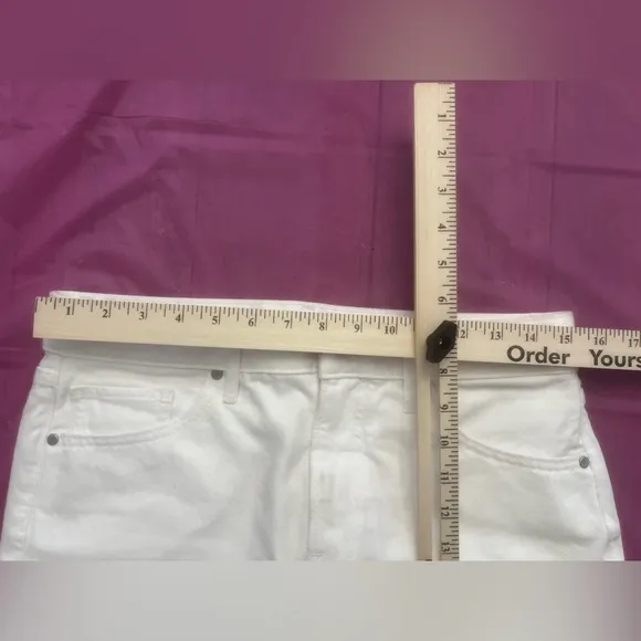 💕 express High Waisted White Denim mini Skirt round hem Y2K 90s Jean