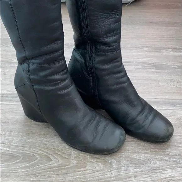 ❤️ Gentle Souls Classic Wedge Heeled Black Boots Size 9M