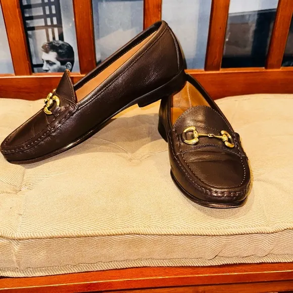 . Jay Butler’s Men's Horse Bit Brown Leather Loafers with Gold Detailing.