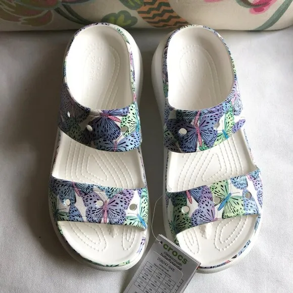 💙 NEW Crocs Classic Crush Butterfly Sandals 9