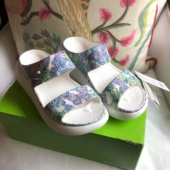 💙 NEW Crocs Classic Crush Butterfly Sandals 9