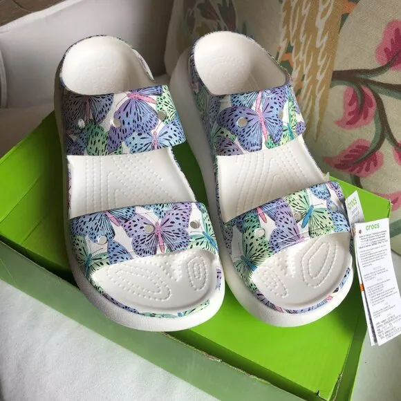 💙 NEW Crocs Classic Crush Butterfly Sandals 9