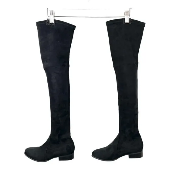 *  NEW Parallele Paris Gloria OTK Pull On Black Stretch Suede Boots EU 35