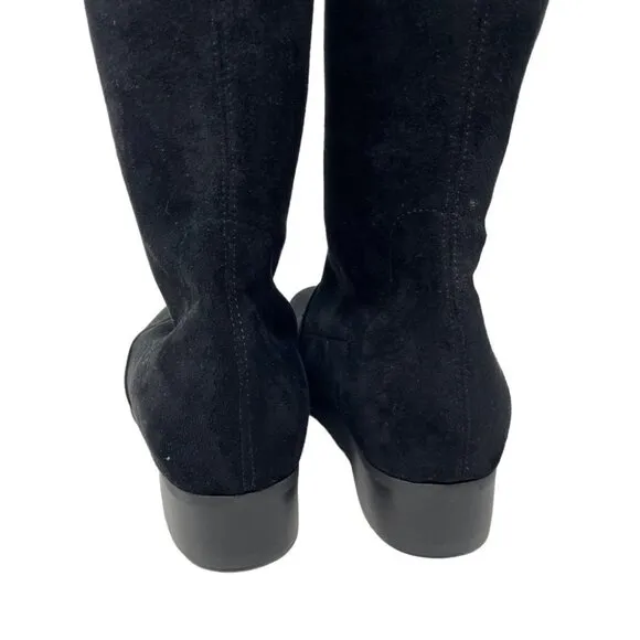 *  NEW Parallele Paris Gloria OTK Pull On Black Stretch Suede Boots EU 35
