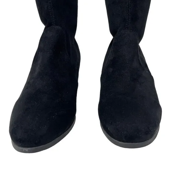 *  NEW Parallele Paris Gloria OTK Pull On Black Stretch Suede Boots EU 35