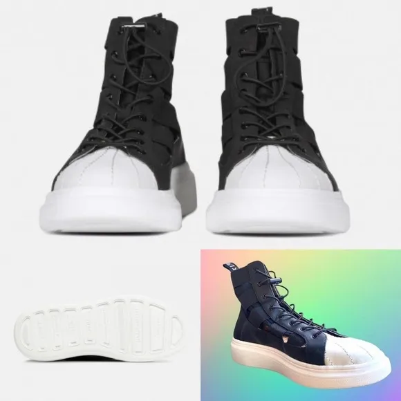 ★ NWOT Fessura Edge Open High-Top Sneakers - Black/White ★