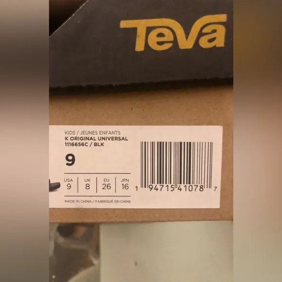 🌟 NWT🌟 KID’S BLK TEVA SANDALS! Sz 9🎊