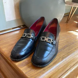 🐾 Salvatore Ferragamo black loafers with silver hardware