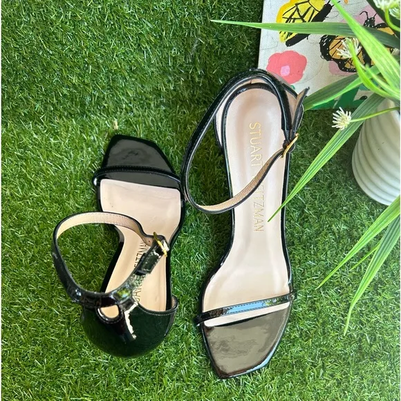-Stuart Weitzman Nudistcurve Patent leather Ankle strap sandals women size 11🌸