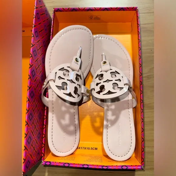 -Tory Burch Miller Patent Sandal Sea Shell Pink Sandals