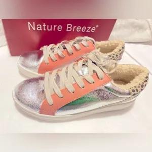 🛍️ Women’s  Natural Breeze Dale  Silver Metallic fashion Sneaker Size: 8 1/2💥