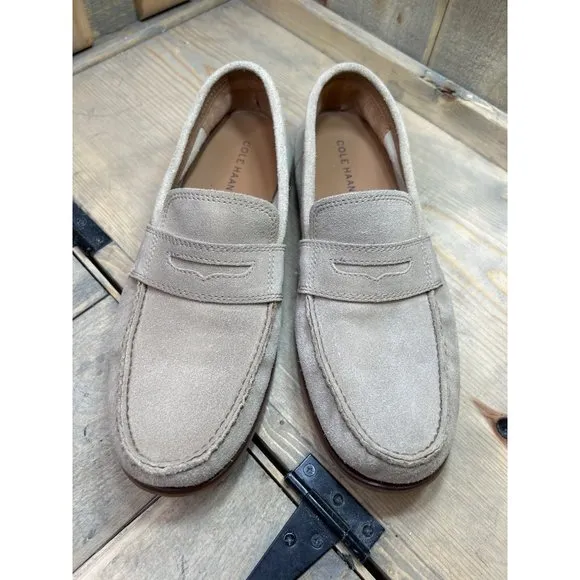 10M Cole Haan Mens Beige Slip On Casual Penny Loafers Shoes