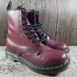1460 Smooth Leather Lace Up Dr. Marten Boots, Cherry Red Women’s US 7