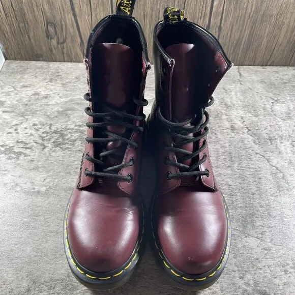 1460 Smooth Leather Lace Up Dr. Marten Boots, Cherry Red Women’s US 7