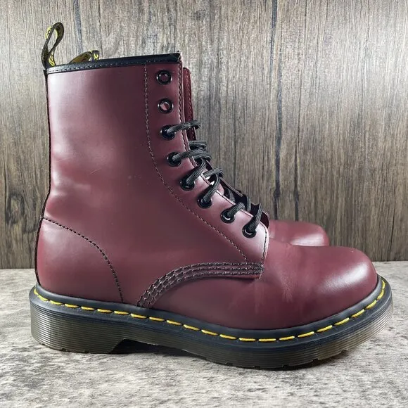 1460 Smooth Leather Lace Up Dr. Marten Boots, Cherry Red Women’s US 7