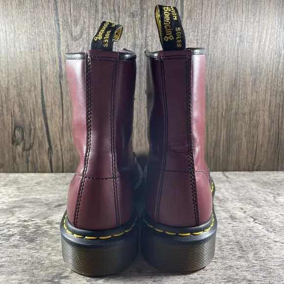 1460 Smooth Leather Lace Up Dr. Marten Boots, Cherry Red Women’s US 7