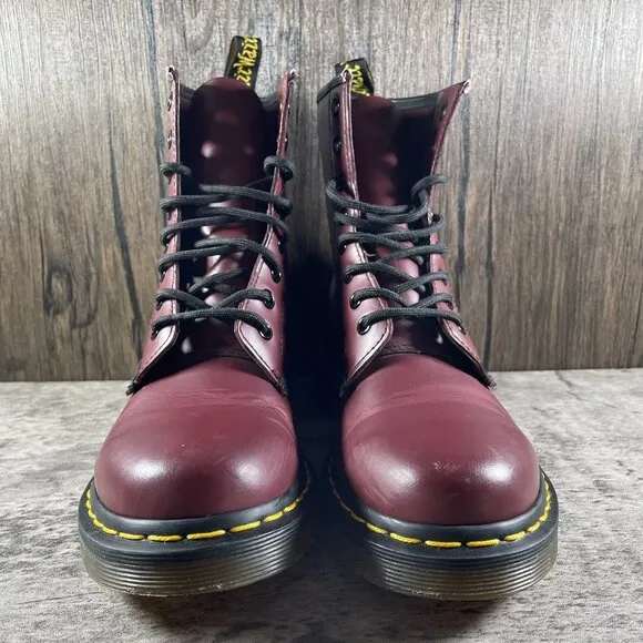 1460 Smooth Leather Lace Up Dr. Marten Boots, Cherry Red Women’s US 7