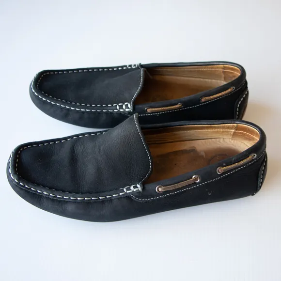 1901 Nubuck Leather Bermuda Driving Loafers Navy Blue