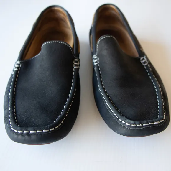 1901 Nubuck Leather Bermuda Driving Loafers Navy Blue