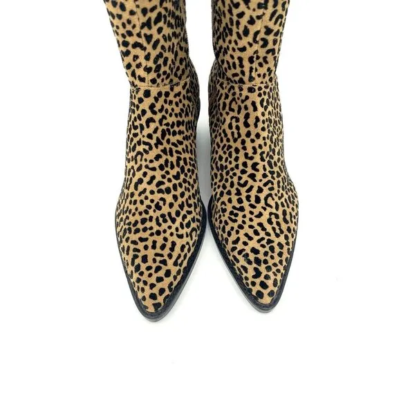 1.State Sage Animal Cheetah Suede Print Western Tall Pull On Boots SZ 6 New