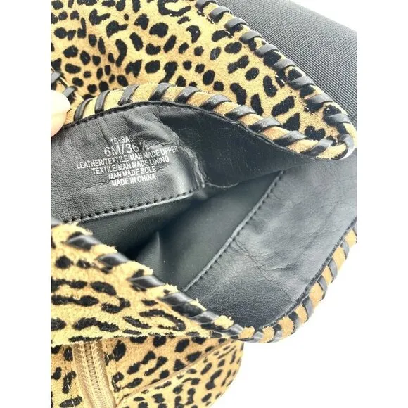1.State Sage Animal Cheetah Suede Print Western Tall Pull On Boots SZ 6 New