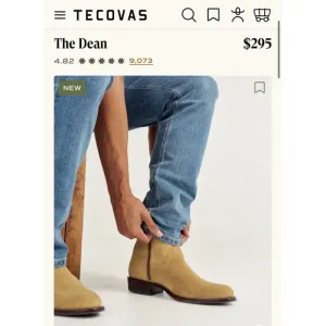 $295 TECOVAS The Dean Boots Honey Suede 13EE