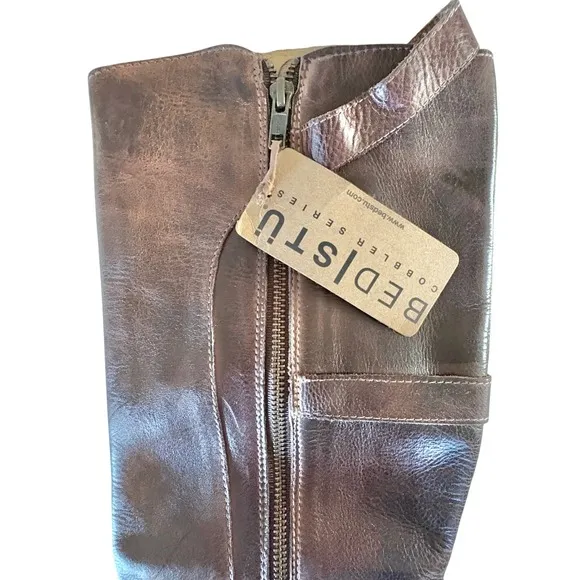 $345 NWT BED STU Cobbler Series Statute Motorcycle Boots Teak Rustic Leather 7.5