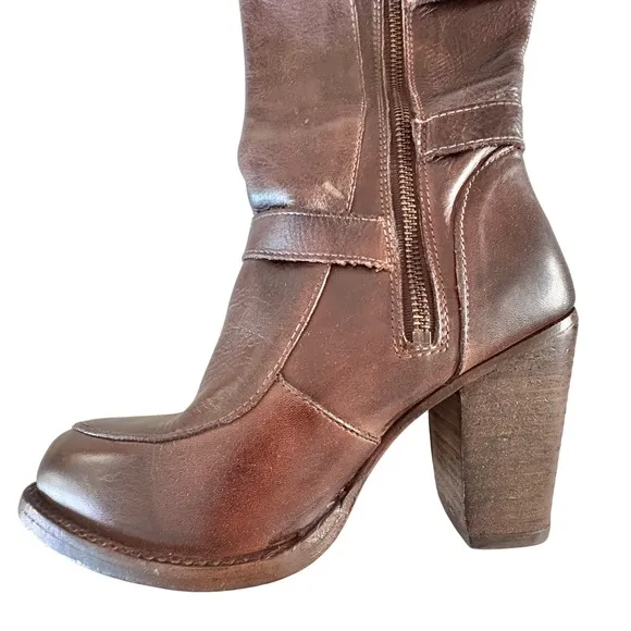 $345 NWT BED STU Cobbler Series Statute Motorcycle Boots Teak Rustic Leather 7.5