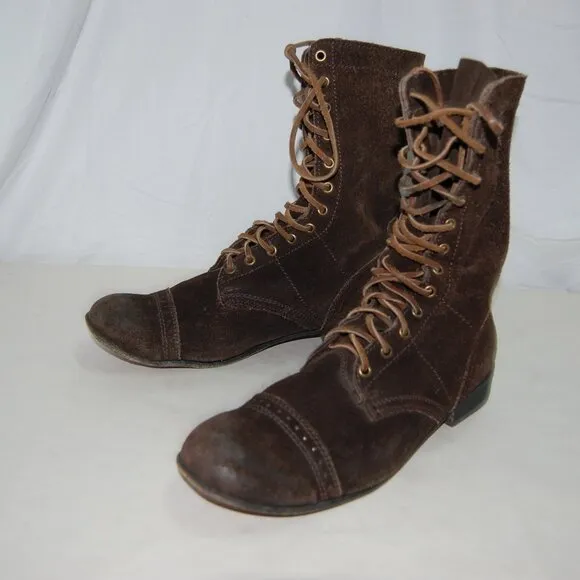 43/US10 🔥 NADIEN MEN Rugged SUEDE LEATHER COMBAT BIKER RIDING BOOTS