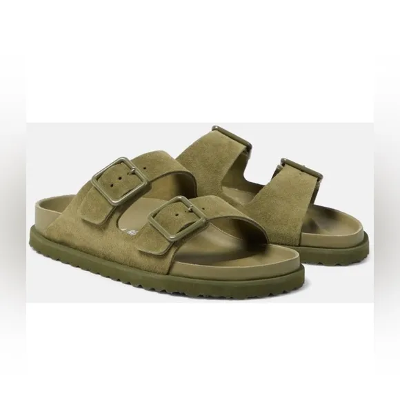 $470 Birkenstock 1774 green suede Arizona sandals