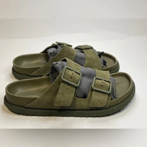 $470 Birkenstock 1774 green suede Arizona sandals