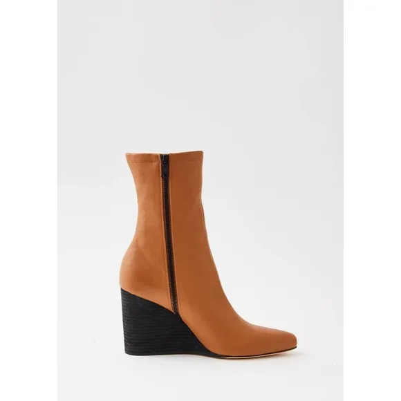 $550 RAG &amp; BONE Phoenix Wedge Boots Tobacco Womens Heels Size 5 EU 35 NEW