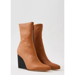 $550 RAG &amp; BONE Phoenix Wedge Boots Tobacco Womens Heels Size 5 EU 35 NEW