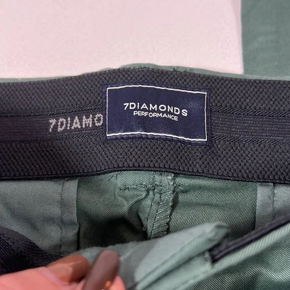 7 DIAMONDS Men's Parker Chinos Pants Slacks Sea Blue Flat Front Straight Dress