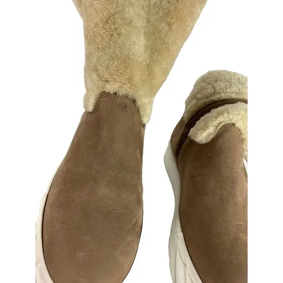 $700 Ret Size 9 Aquatalia Italy Nelle Shearling Cuff Boots Beige Sherpa