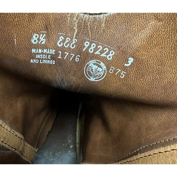 70s Rockabilly Eagle 1776 Embossed Leather Cowboy Western Boots Mens 8.5EEE