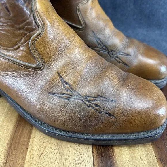 70s Rockabilly Eagle 1776 Embossed Leather Cowboy Western Boots Mens 8.5EEE
