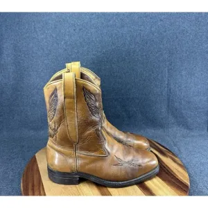 70s Rockabilly Eagle 1776 Embossed Leather Cowboy Western Boots Mens 8.5EEE