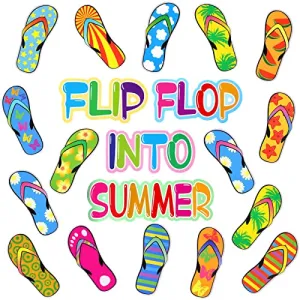 74 Pieces Flip-Flop Accents Colorful Flip-Flop Cutouts Summer Bulletin Board Wall Decor Hawaiian Beach Party Cutouts with Glue Point Dots for Classroom Party Decoration
